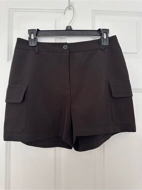 High-Rise Black Cargo Pocket Shorts for Women